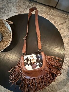 Trendy STS Ranchwear Leather Fringe Crossbody Bag Cowhide Western boho